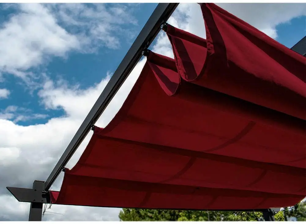 9 X 9 Feet Grape Trellis Aluminum and Steel Frame Louvered Roof Pergola Outdoor Canopy Pool Garden Patio Gazebo