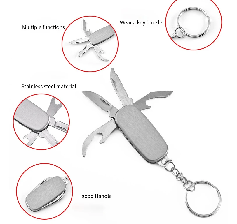 Cheap Freebie Gift Custom Printing 4 In 1 Mini Multi Tool Keychain With