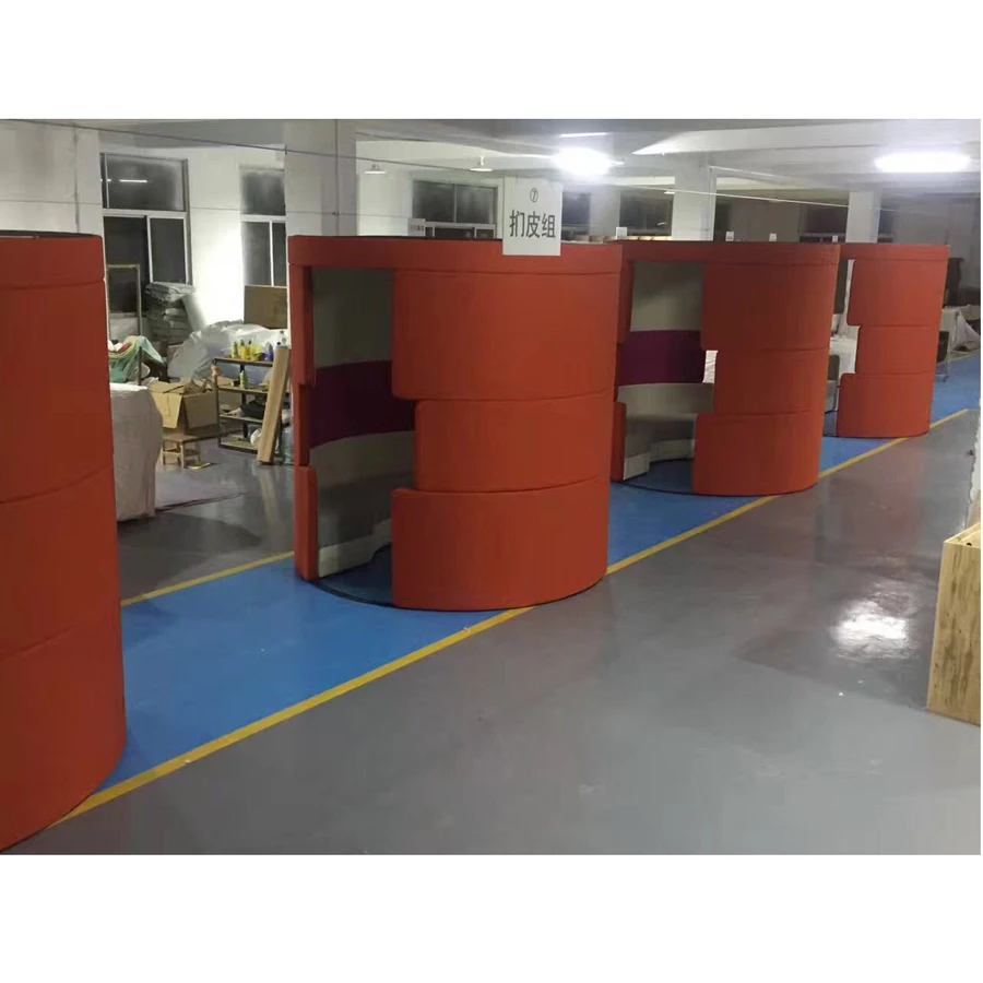Cylindrical Shape Fabric Office Sofa for Private Meeting & Reception Elegant Meeting Booth Seatingg