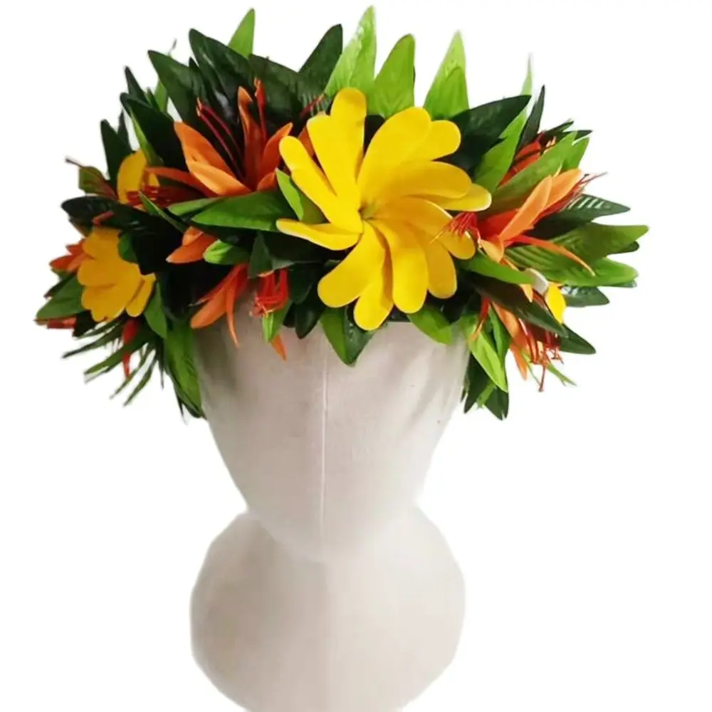 HK00037 64 см искусственные шелковые листья Maile Haku W пенопластовые Гавайские цветы гирлянда Гавайская Цветочная корона головные