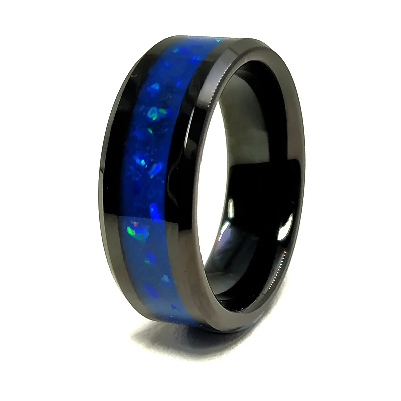 Online Jewelry Sale Tungsten Carbide Ring Glowing With Blue And Green Light  Wedding Band - Buy Glowing In The Dark Rings For Wedding,Tungsten Carbide  Ring With Blue And Slight Green Fire Inlays,Online