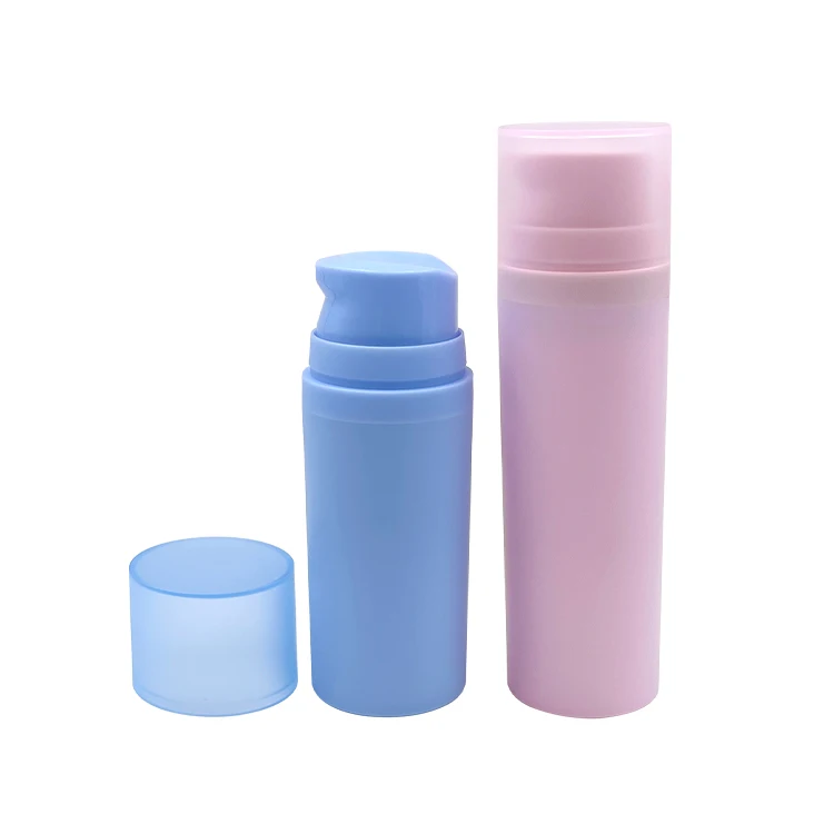 30ml 50ml pink blue airless bottle travel portable emulsion bottle cosmetics small sample bottle silk screen printing