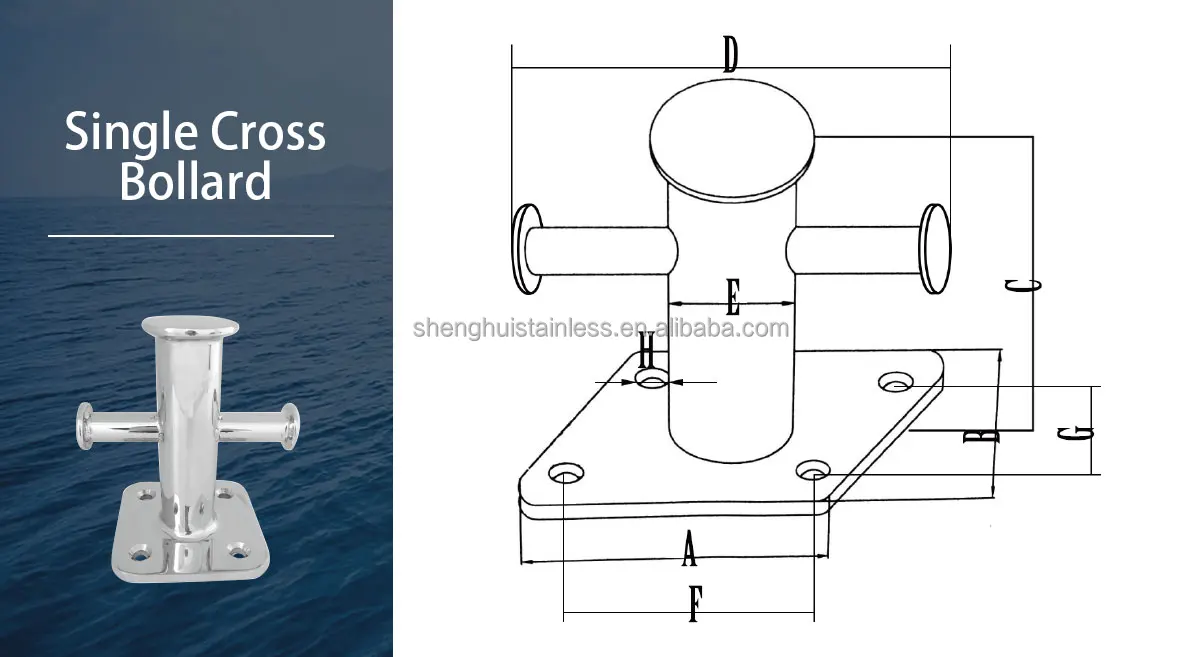 product hot sale 316 stainless steel marine hardware single cross bollard for boat docks-2