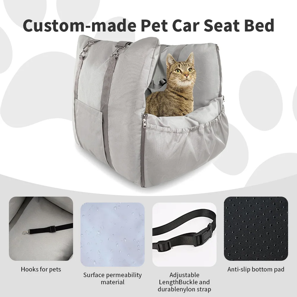 Custom made travel safety portable pet dog car booster seat bed factory