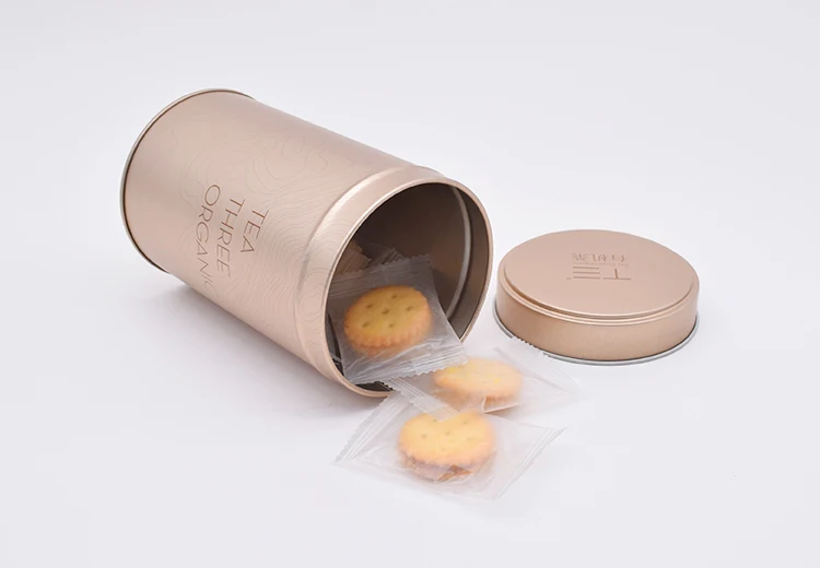 Factory Custom Gold Tinplate Canister Storage Container Round Metal Box ...