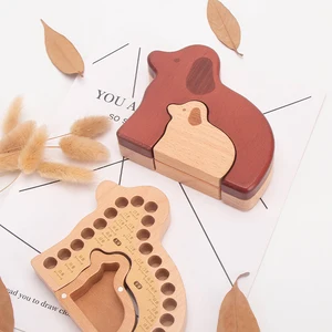 Cute Animals Tooth Fairy Box Wooden Carved Keepsake Box Teeth Container Box Baby Teeth Case for Toddler Shower Birthday Gift