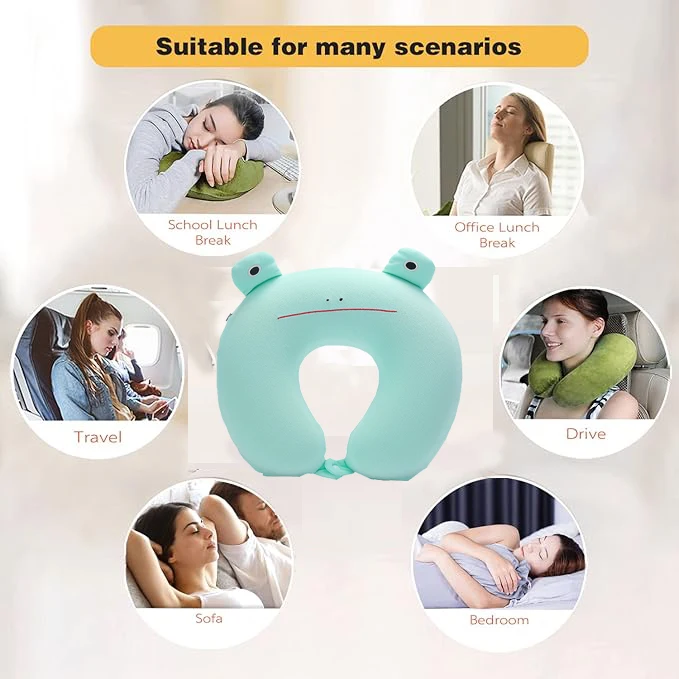 Slow Rebound Memory Foam Animal U-shaped Pillow Customization Portable Soft Neck Warp Support Travel Pillow for Kids