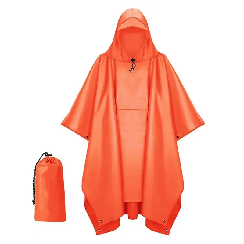 Reusable Portable Waterproof Hooded Rain Poncho 3 In1 Lightweight ...