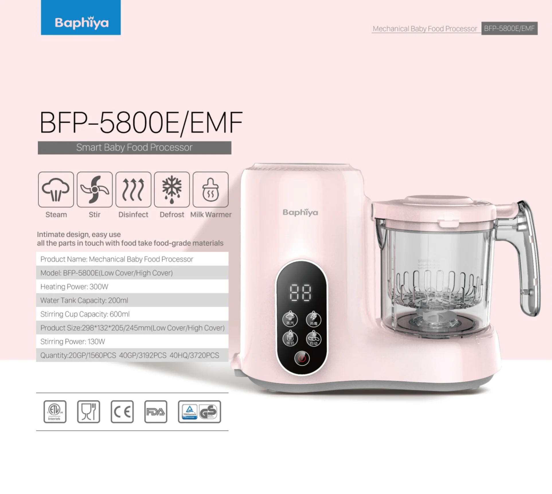 All-in-One Puree Blender Steamer Grinder Baby Food Mills Machine Auto  Cooking Grinding BPA Free