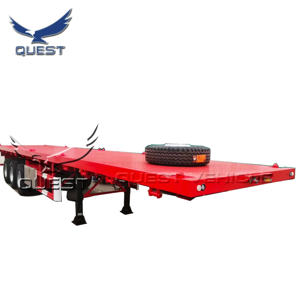Квест 3 оси 40ft 45ft насыпного груза контейнерных перевозок бортовой контейнер шасси полуприцепа для Уганда