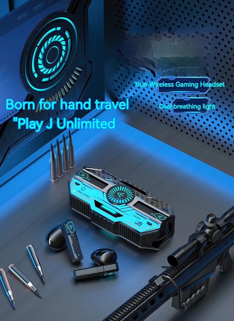 X37 Sci-Fi Earphone Lag-Free TWS Gaming Earbuds with Colorful Breathing Lights and Two Sound Effect Modes for Game and Music