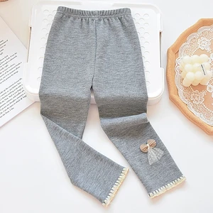 Girls Trousers Autumn Spring Children Girls Cotton Cartoon Pencil Pants Leggings With Lace Butterfly