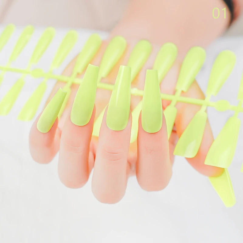 New Sryle 24pcs Pure Color Press on Matte False Tips Nails Art Sharp Square Artificial Fingernails Nails Tips