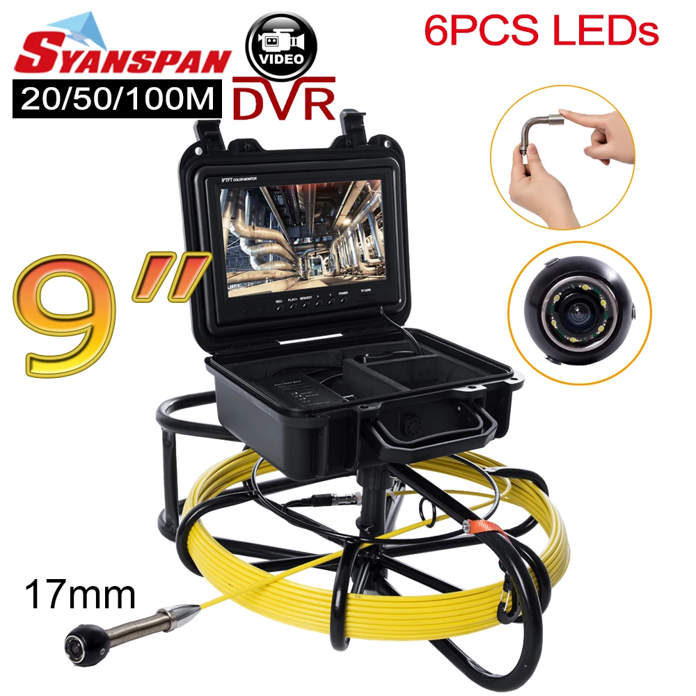 Drain Pipe Inspection Camera 9inch HD1080P Screen 17mm Sewer Camera from China Manufactory
