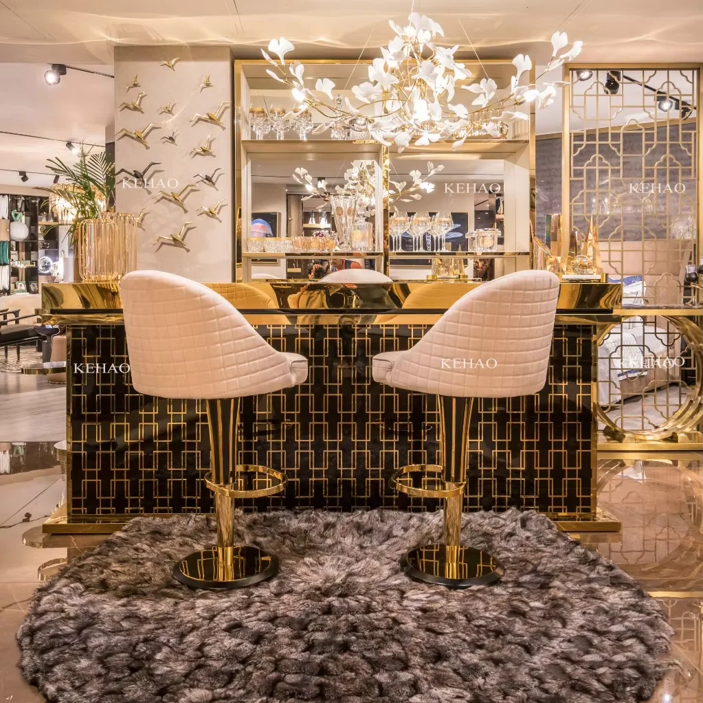 森田工芸　バーカウンター 新デザインカスタムハイエンド高級ゴールドステンレス金属製バー