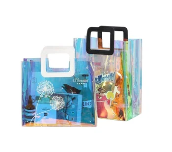 PVC laser jelly bag transparent plastic handbag logo printed gift bag Instagram style handbag colorful bag TPU