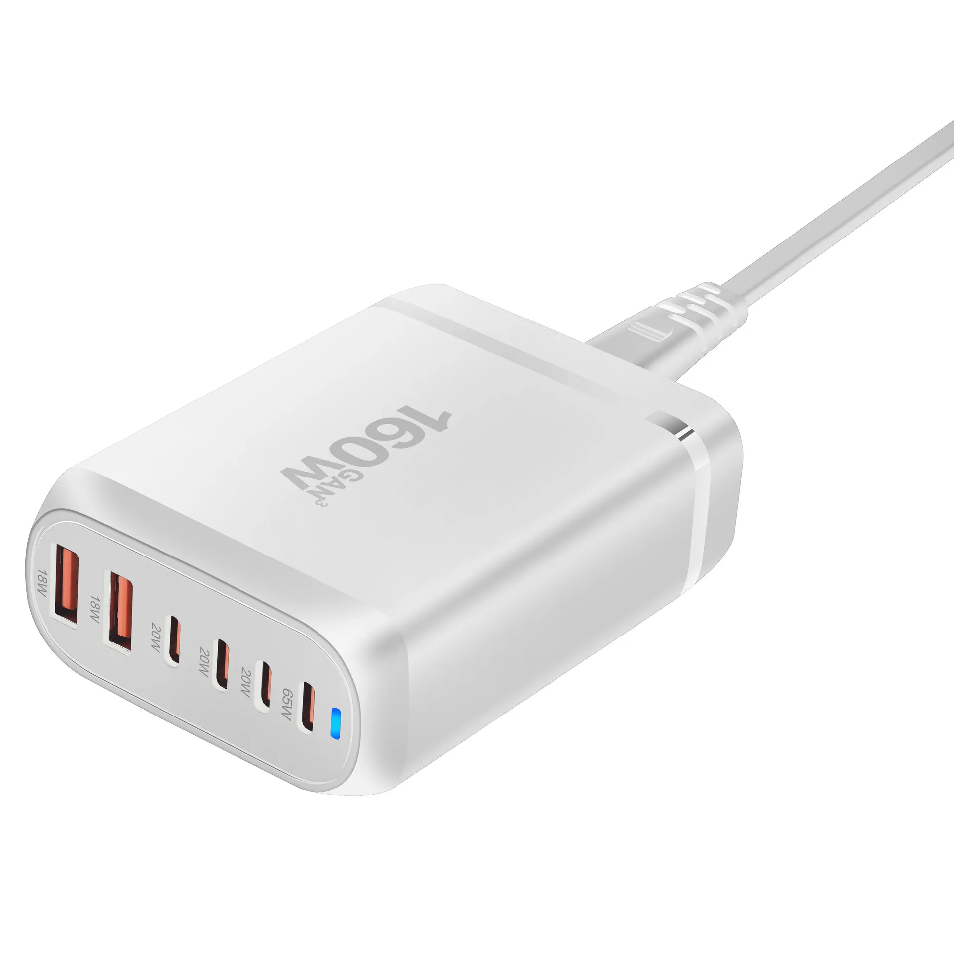 6-poorts USB Charger Multiple Charging Station - Wit USB Oplaadstation Voor Smartphones, Tablets En Meer