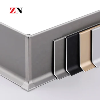 Silver brushed metal strip hard aluminum material baseboard skirting edging
