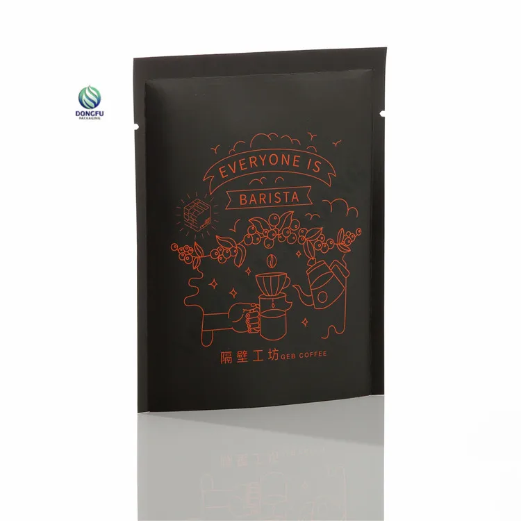 Accept Custom Order Aluminum Foil Small Coffee Pouch Three Side Sealed Drip Coffee Bag