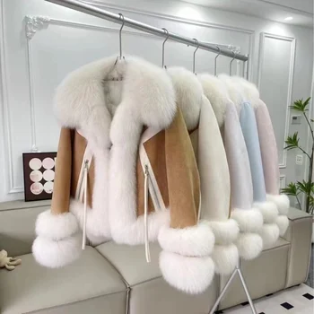 Wholesale new high quality medium long women's fur wholesale winter warm thick fur one coat