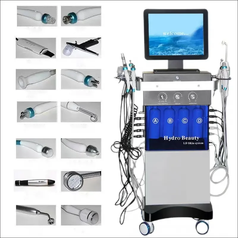 Newest 14 IN 1 hydra multifunction facial oxygen deep skin clean machine skin care facial hydra dermabrasion machine