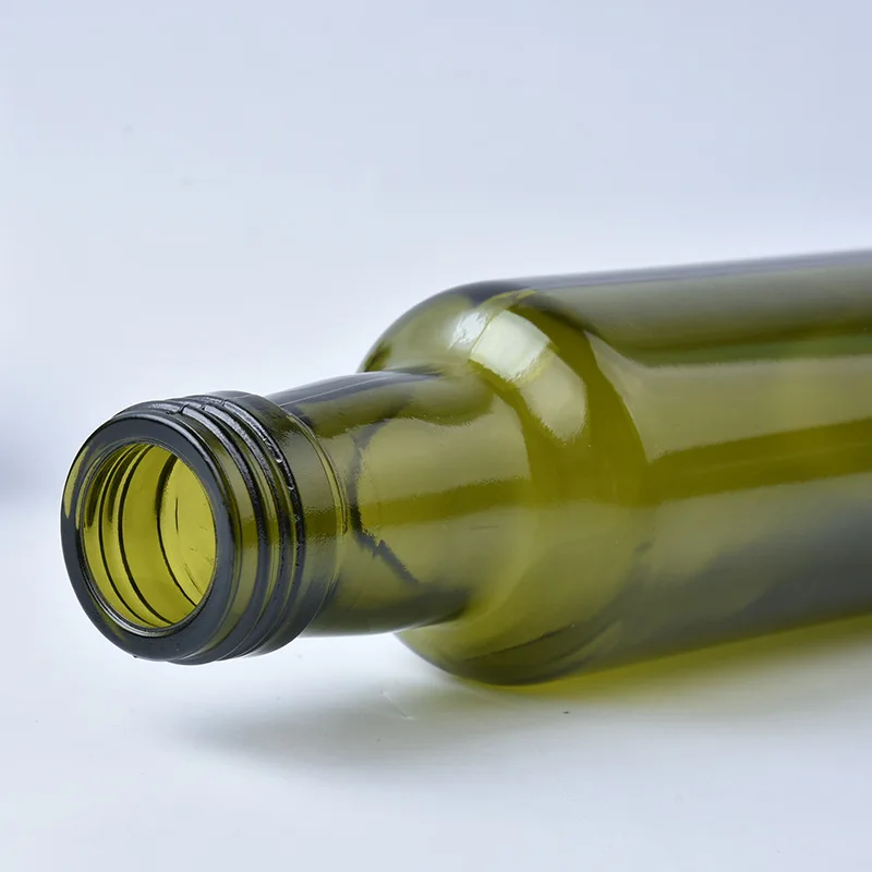250ml 500ml 750ml 1000ml 1 Liter Empty Marasca Edible Oil Bottle Green Glass Olive Oil Bottles with Lid