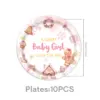 Pink-10pcs 7inch paper plates