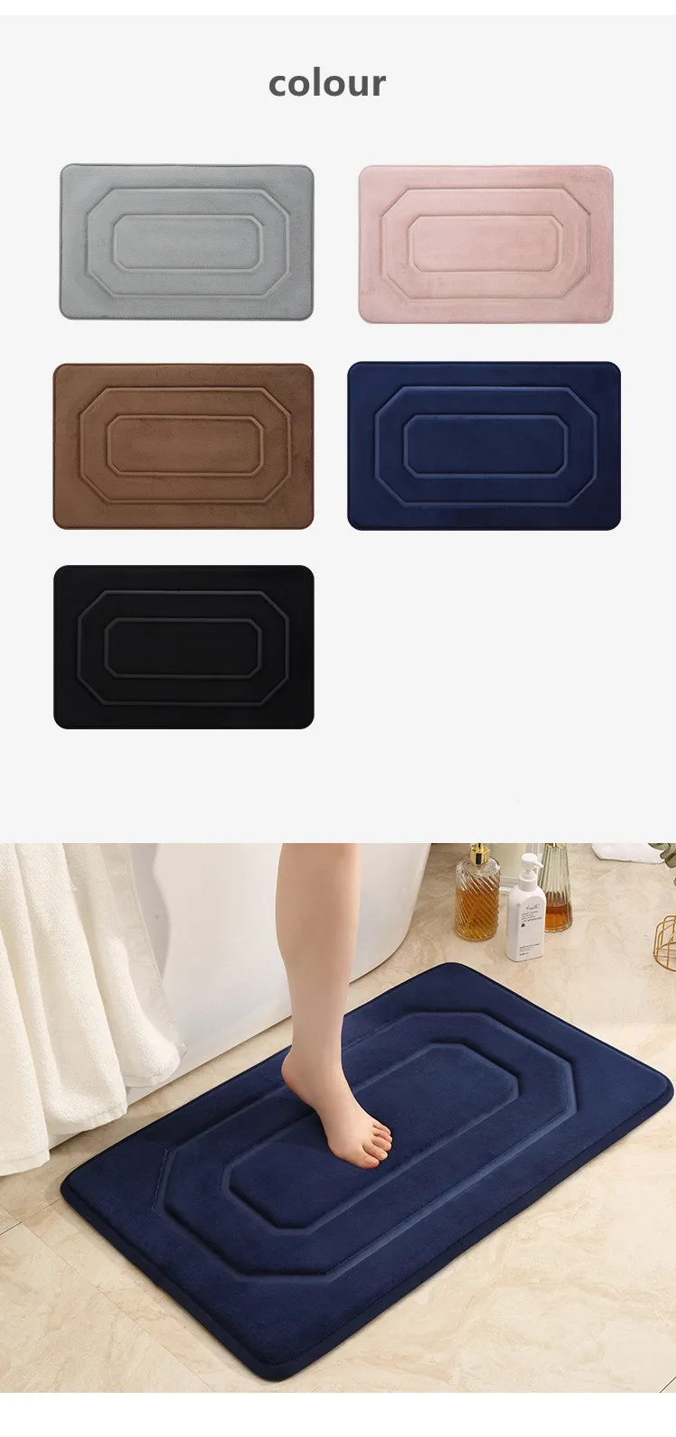 Thickened Memory Cotton Luxury Style Non-Slip Bath & Home Mat Environmental Protection Bedroom & Living Room Pad factory