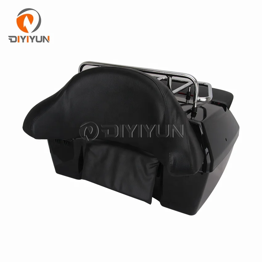 Universal Large Motorcycle Tail Boxes Trunk Topbox with Tail Led Light Backrest Luggage Rack Tail Box Luggage for harley