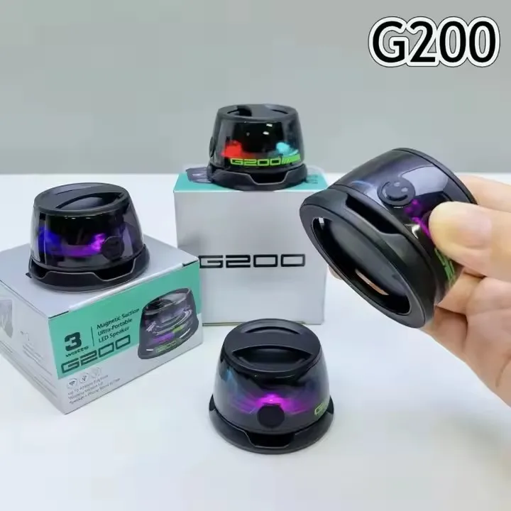 Enceinte Bluetooth Magnétique G200 Mini - Haut-Parleur Portable RGB, Support Téléphone, Étanche, 7h Autonomie, Pour Voiture, Voyage - 4