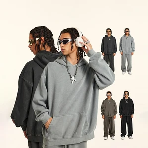 360 Gsm Mens Long Sleeve Drop Shoulder Streetwear Oversized Hoodie Heavyweight Fleece Pullover Hoodie