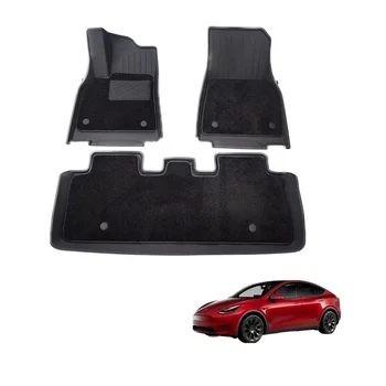2023 New arrival double layer ECO TPE material with velvet carpet car mats custom fit for Tesla Model Y Floor mats