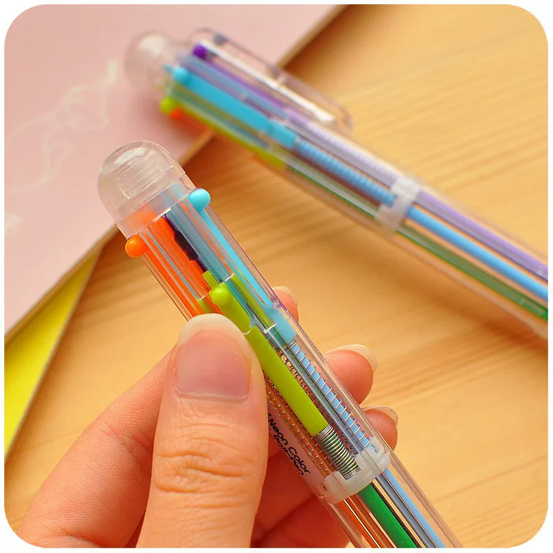 1pcs novelty multicolor ballpoint pen multifunction 6 in1