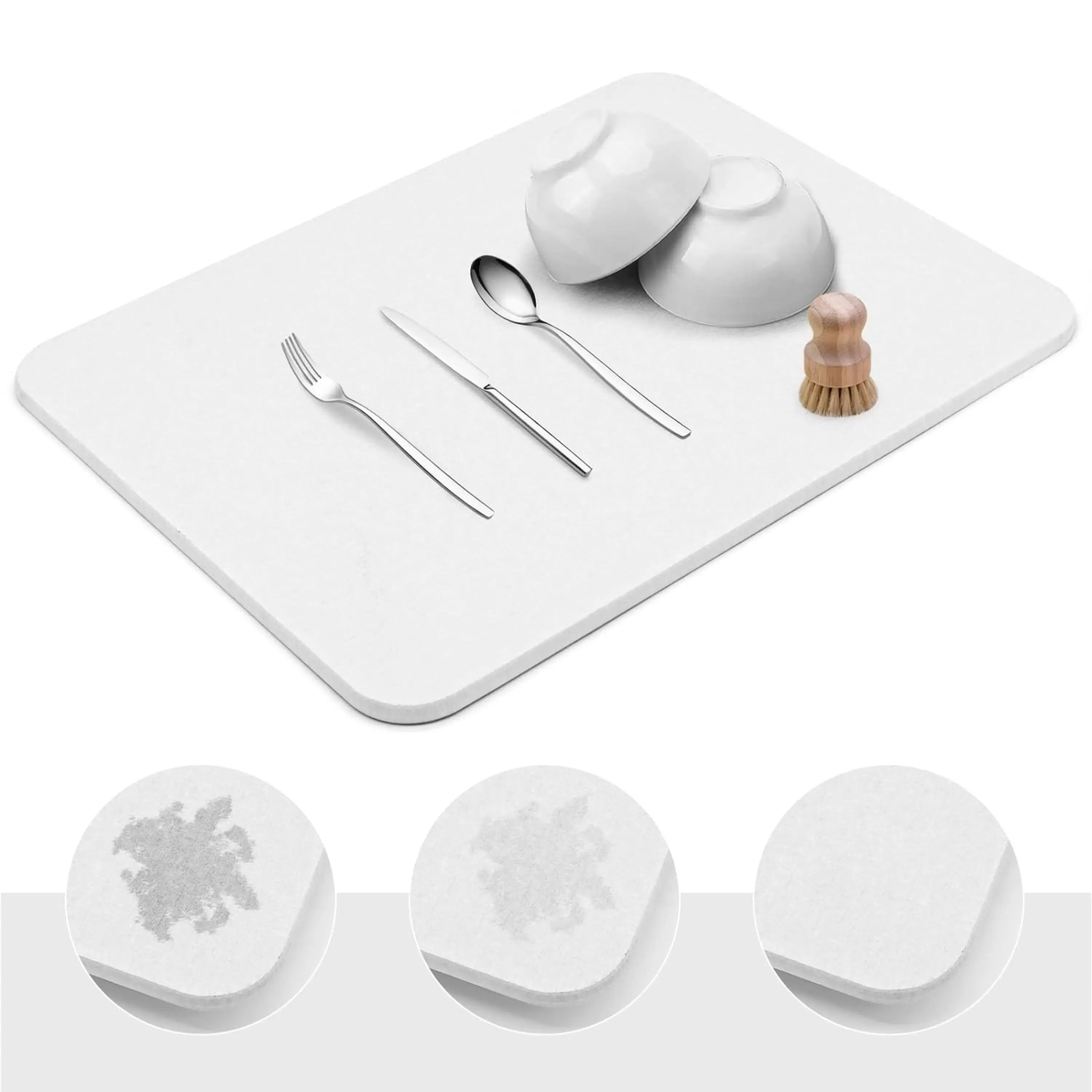 Skymoving Quick Dry Diatomaceous Earth Stone Sink Tray Mat Stone Dish Drying Mat For Kitchen