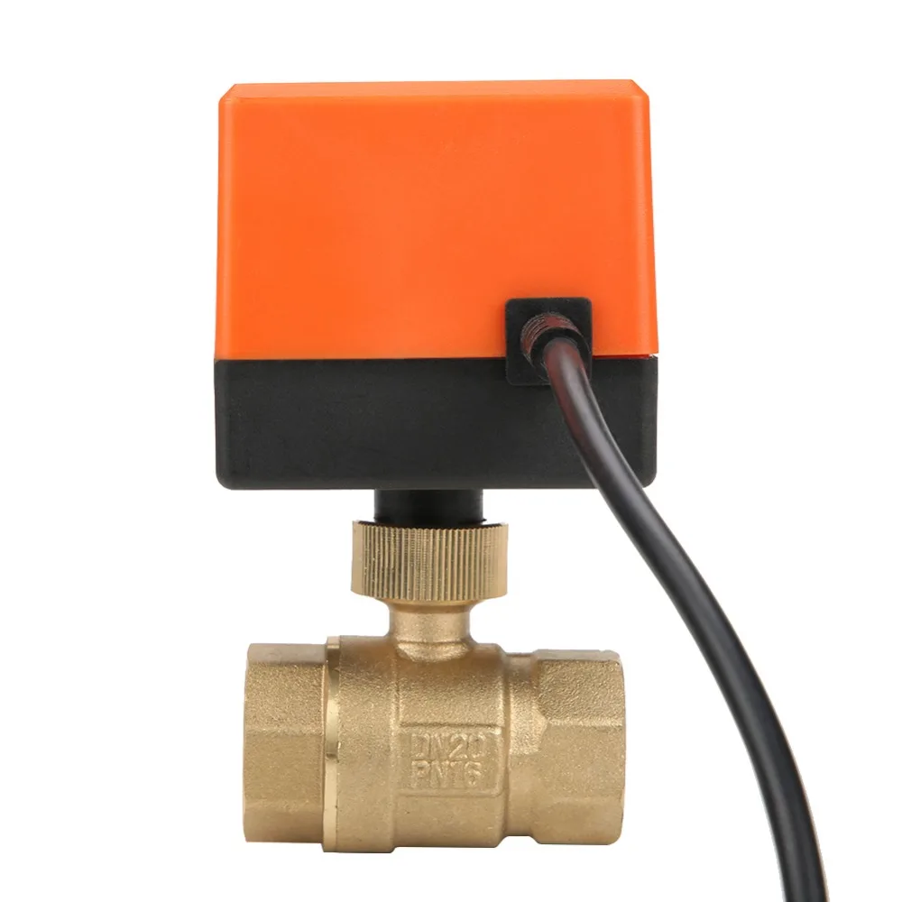 /4" DN20 2 Way Brass Motorized Actuator Ball Valve AC220V for Air Conditioner 