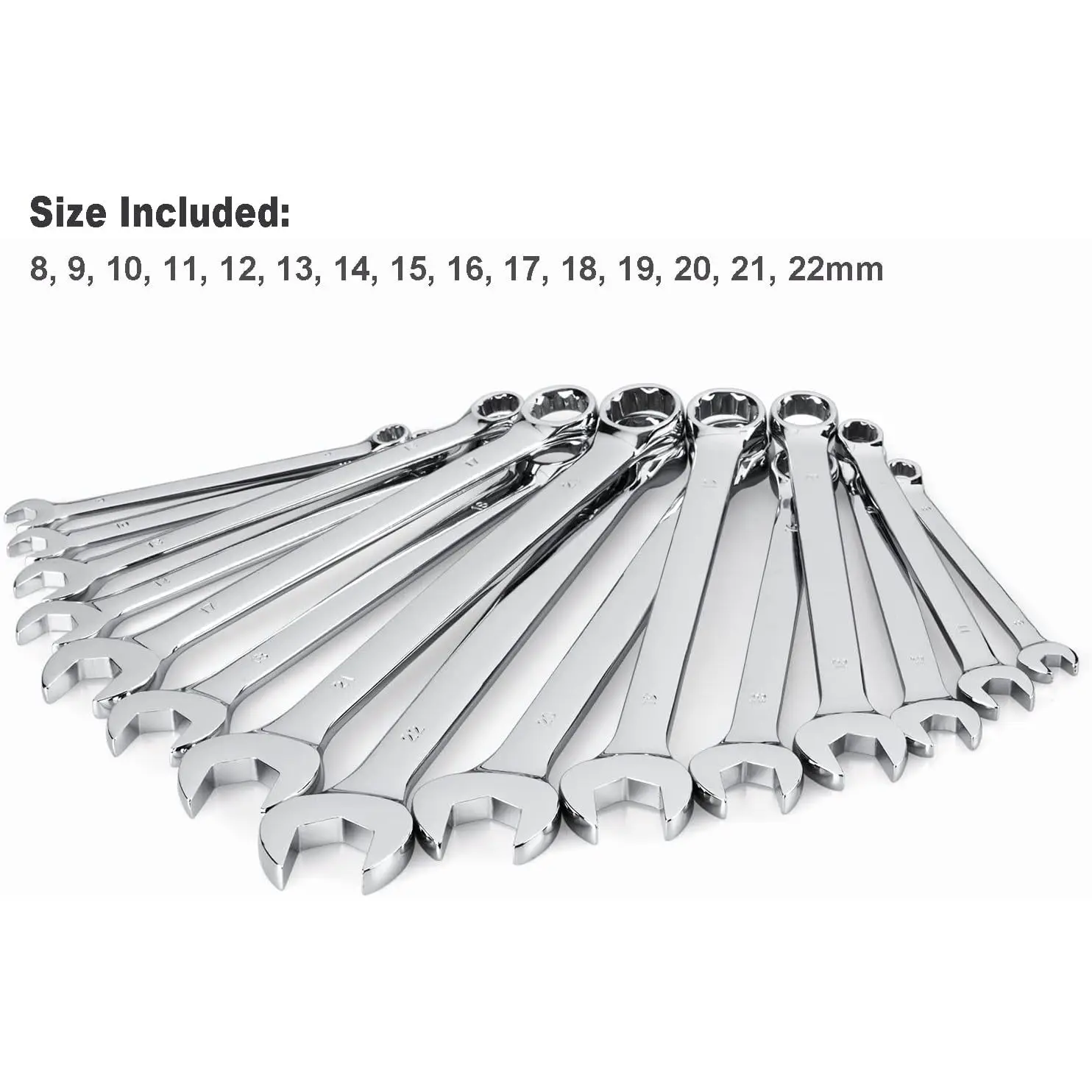 15-Piece Premium Combination Wrench Set Max Torque Chrome Vanadium Steel Long Pattern Design Metric Sizes 8 9 10 Box Packaging - Image 4