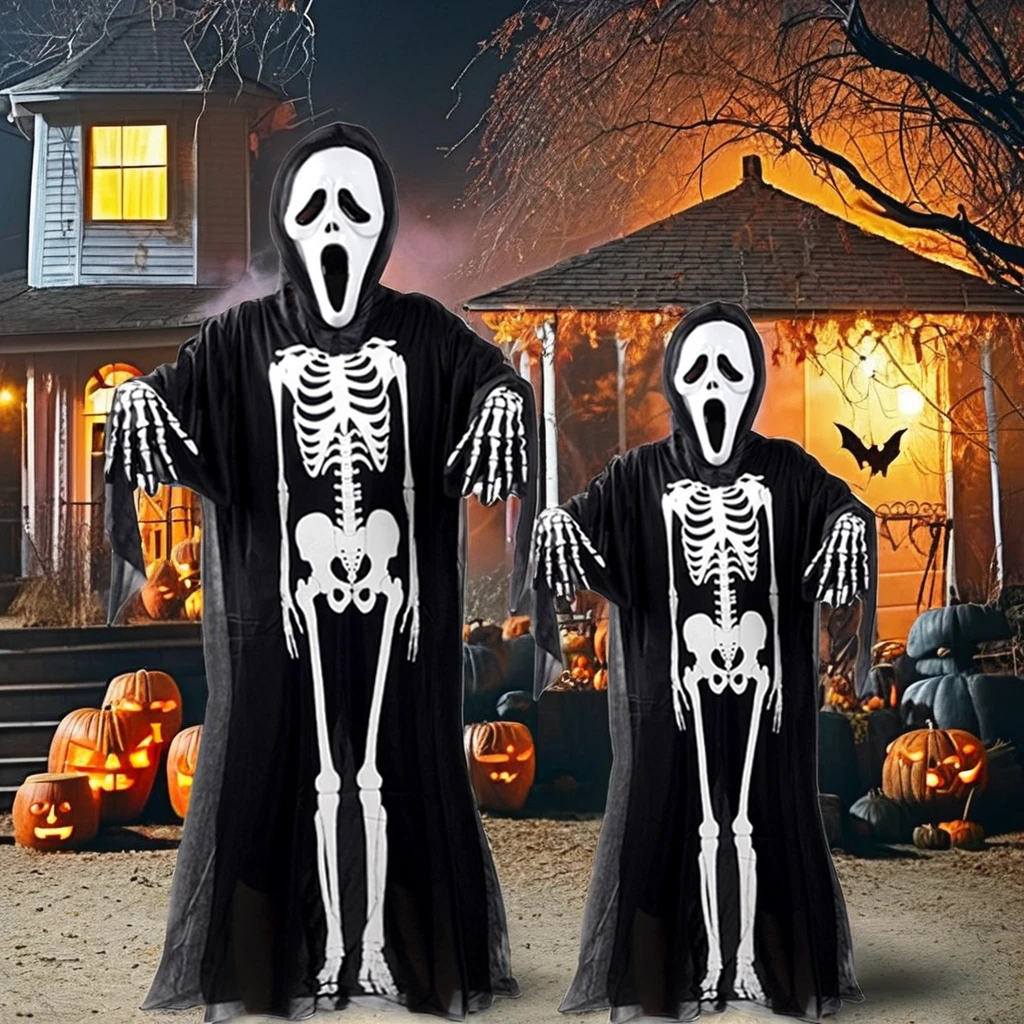 Halloween Masquerade Scary Costumes Skeleton Ghost