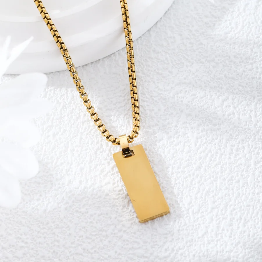 Square Pendant Engraving Necklace