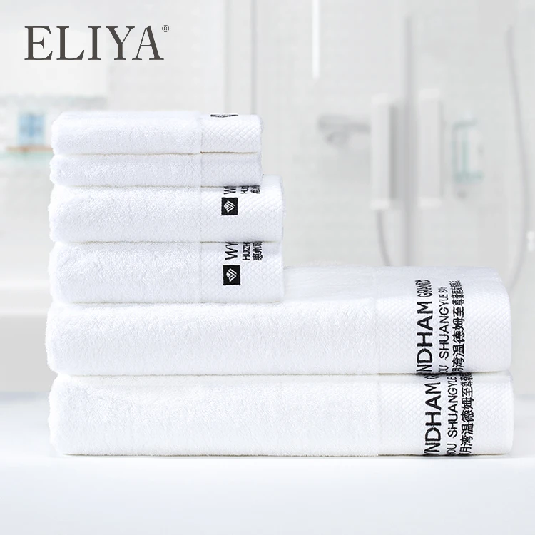 ELIYA Hotel Custom Towels White 100% Cotton Hand Face Bath Towel Setwith  Logo/Embroidery Towel