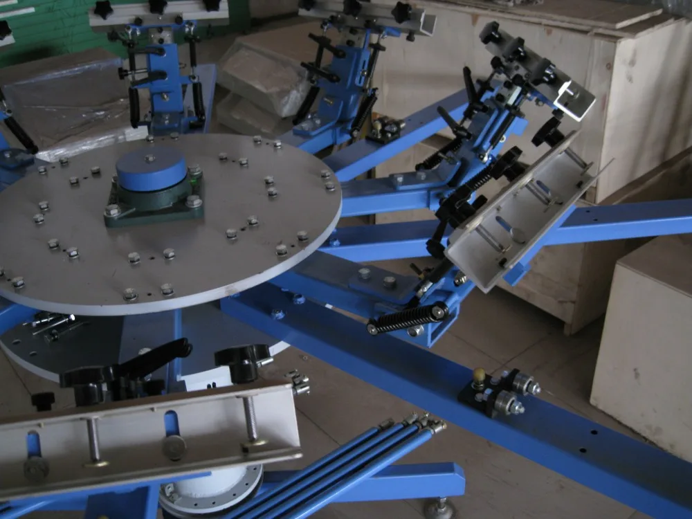 Full Sets of Manual 6 Color 6 Station t Shirts Rotary Screen Printing Machine with Dryer