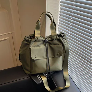 Custom Drawstring Tote Handbag Women's Outdoor Sports and Leisure Shoulder Bag for Shopping and Travel