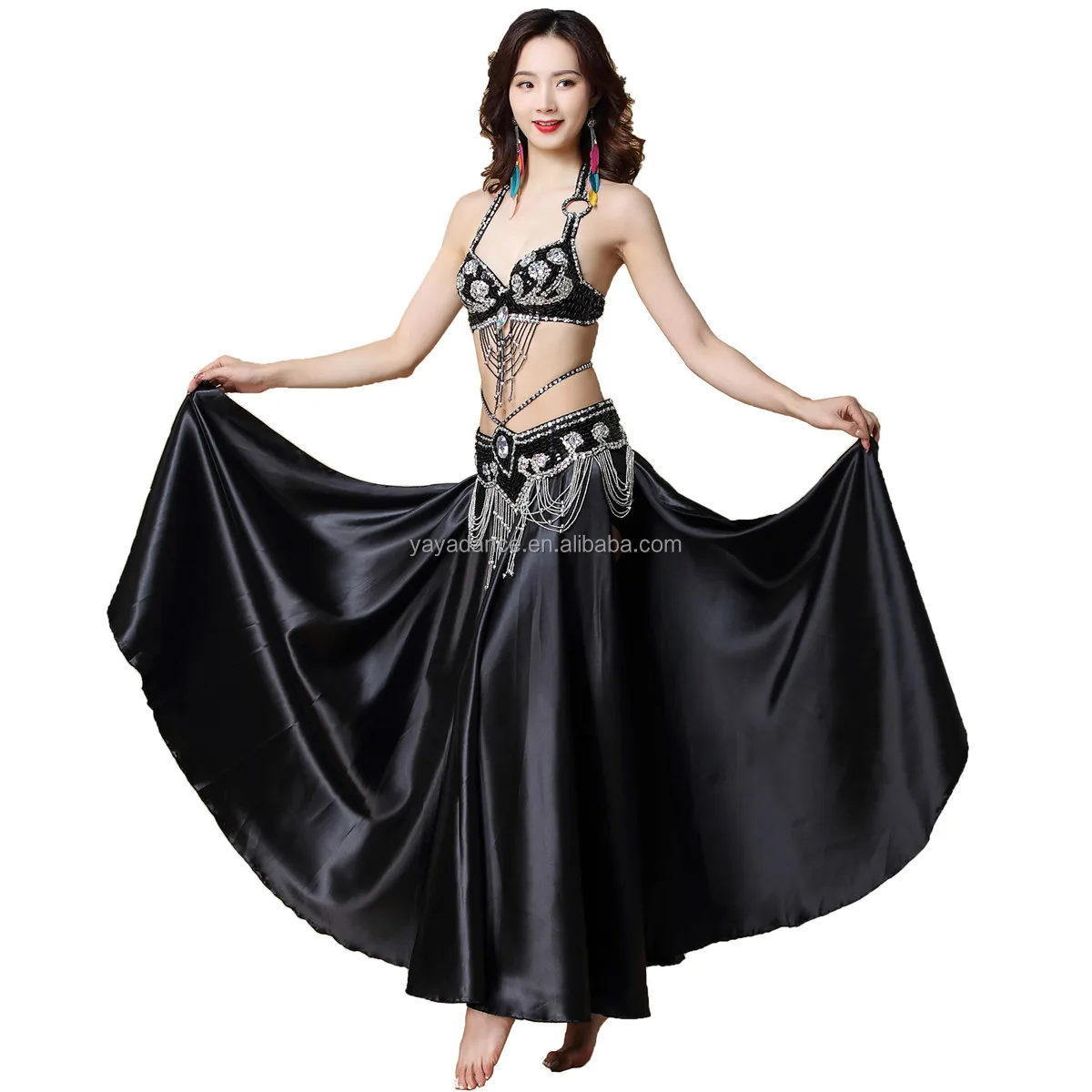 Ladys Belly Dance Costume Bra Belt Full Circle Skirt Outfits Arabic