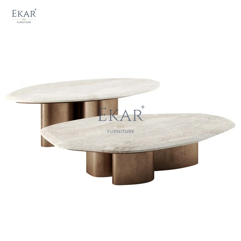 Conjunto de Mesas de Café Empilháveis Modernas com Design Elegante para Sala de Estar