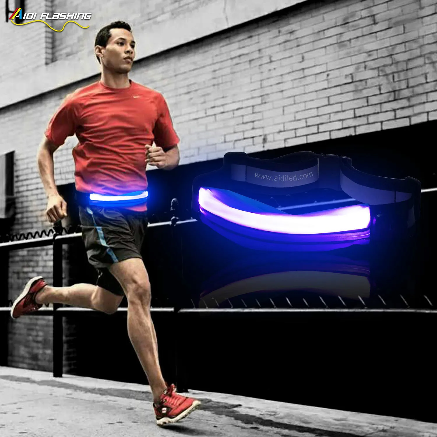 Сумка на пояс для бега со светодиодной подсветкой и логотипом под заказ, светящаяся Сумка для бега, водонепроницаемая сумка на пояс со светодиодной подсветкой для занятий спортом