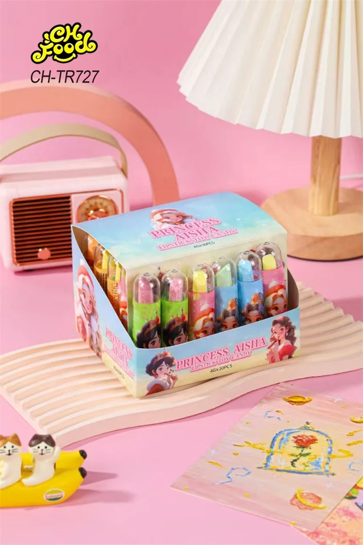 LOW MOQ Plastic Lipstick Toy with Fruit Flavor Tablet Candy for Kids