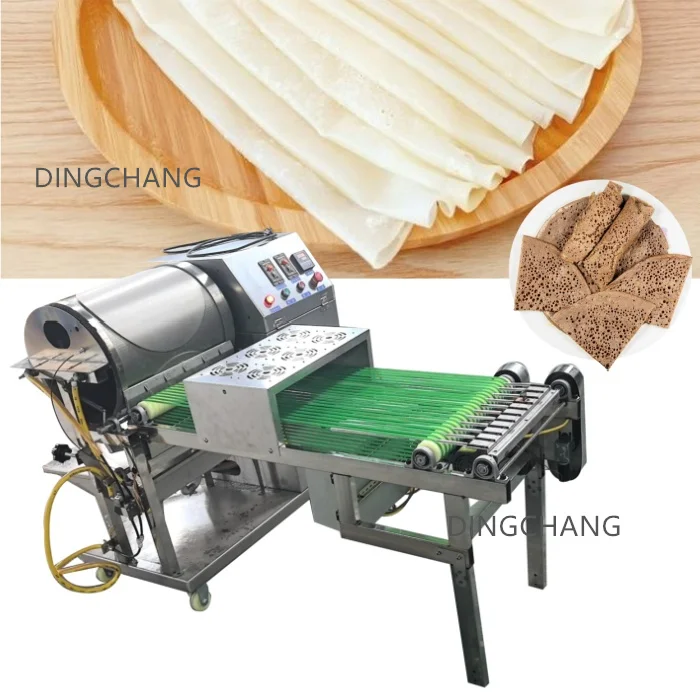 Full Automatic Flour Pancake Machine Home Samosa Sheet Making Machine Lumpia Skin Spring Roll Wrapper Machine With Gas Heating