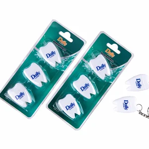 Daily Care Classic Dental Nylon Floss 630D Tooth Shape with Key Chain Waxed Mint Flavor Teeth Clean Floss for Clinic Promotion
