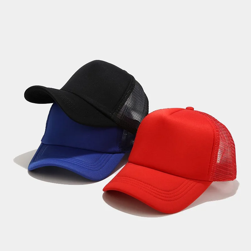 Custom Logo 2-Tone 5-Panel Trucker Hat Adjustable Athletic Fitted Baseball Cap Polyester Foam Front Mesh Back Casquette Blank