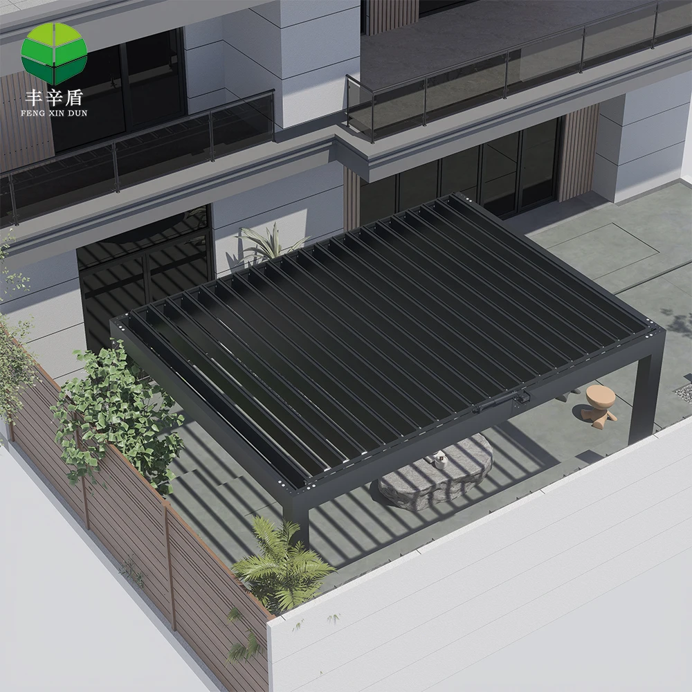Bioclimatic Waterproof Aluminium Pergola Cover Motorized Exterior Gazebo Louvered Roof Garden Shading Aluminum Powder Coated