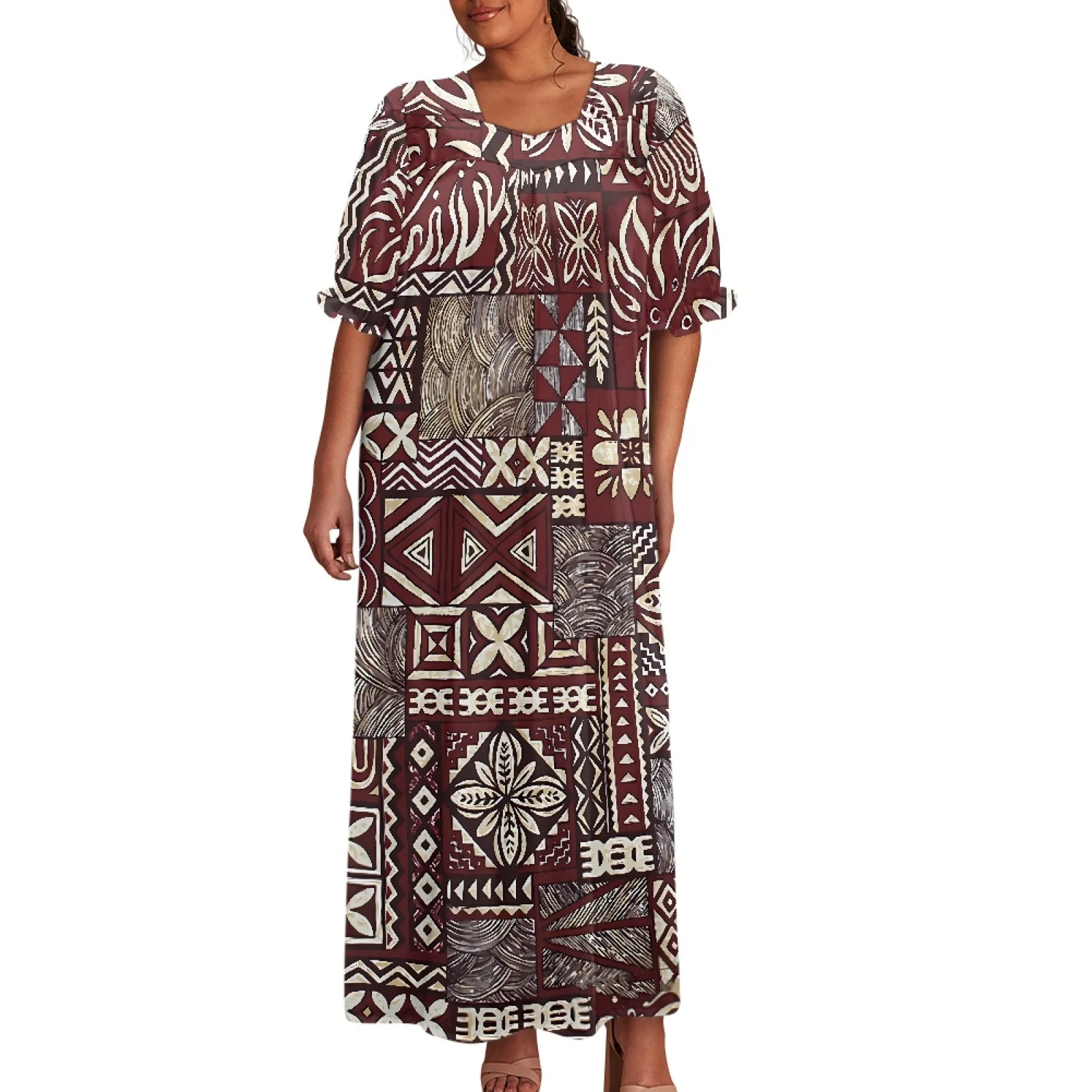 Breathable Strapless Floral Print Hawaiian Dress Plus Size ODM